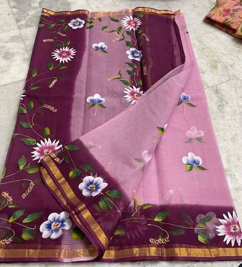 Pure Cotton Kota Doria Hand Painting Sarees 1