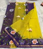 Pure Cotton Kota Doria Hand Painting Sarees