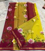 Pure Cotton Kota Doria Hand Painting Sarees