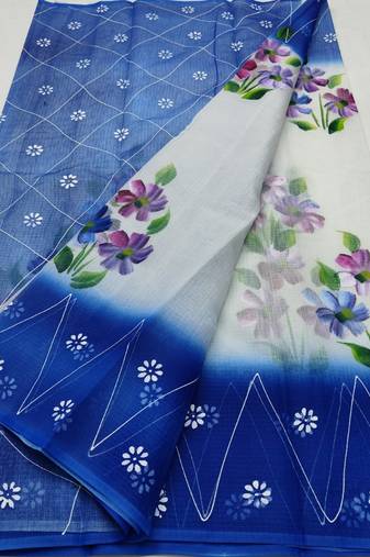 Kota Doria Hand Painting Sarees