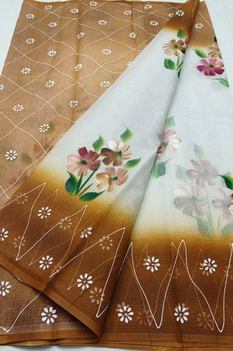 Kota Doria Hand Painting Sarees