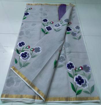 Kota Doria Hand Painting Sarees 1