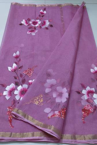 Kota Doria Hand Painting Sarees