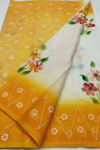 Kota Doria Hand Painting Sarees