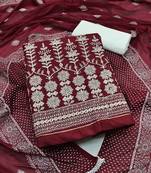 Maroon color embroidered work cotton unstitched chudidar dress material - mrfc11165c