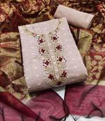 Light purple color hand work work banarasi jacquard unstitched chudidar dress material 