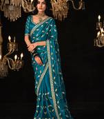 Dark blue colour tissue silk sarees for women