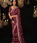 Wine colour tissue silk sarees for women