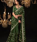 Mehendi colour tissue silk sarees for women