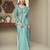Turquoise colour shimmer georgette lightwear saree by monjolika fashion
