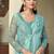 Turquoise colour shimmer georgette lightwear saree by monjolika fashion