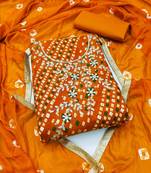 Mustered color hand work work premium jam cotton unstitched chudidar dress material - mrfc11255c