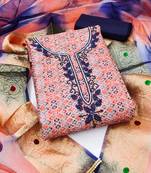 Multi color embroidered work cotton unstitched chudidar dress material 