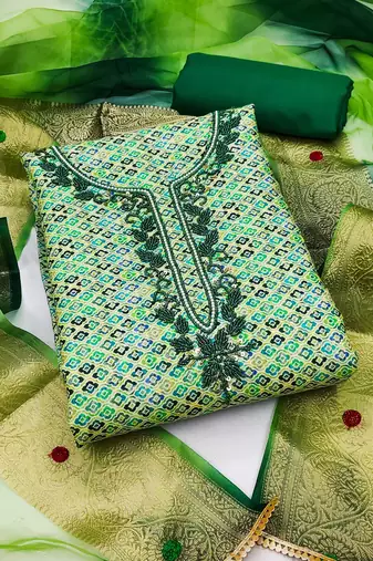 Multi color embroidered work cotton unstitched chudidar dress material - mrfc11260d