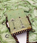 Olive green color embroidered work modal cotton unstitched chudidar dress material 