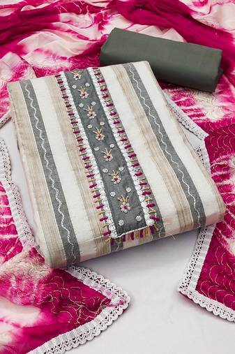 Multi color hand work work cambric cotton unstitched chudidar dress material - mrfc11273a