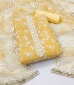 Yellow color embroidered work modal silk unstitched chudidar dress material - mrfc11277d