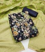 Blue color hand work work organja unstitched chudidar dress material - mrfc11287b