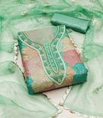 Multi color sequence work organza unstitched chudidar dress material - mrfc11307a