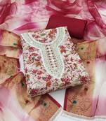 Multi color hand work work jam cotton unstitched chudidar dress material 