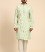Pista colour ethnic and trendy smart mirror embroidery work mens kurta