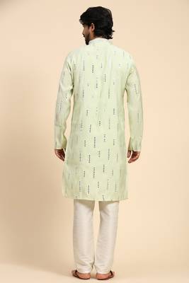 Pista colour ethnic and trendy smart mirror embroidery work mens kurta 2