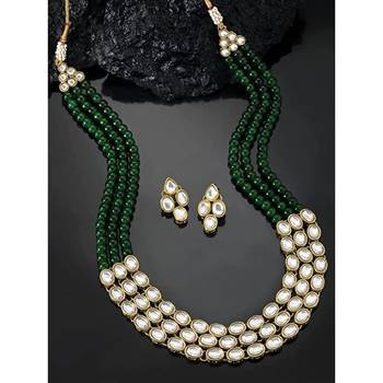 traditional stunning white kundan studded layered pearl necklace jewellery set 1