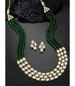 traditional stunning white kundan studded layered pearl necklace jewellery set