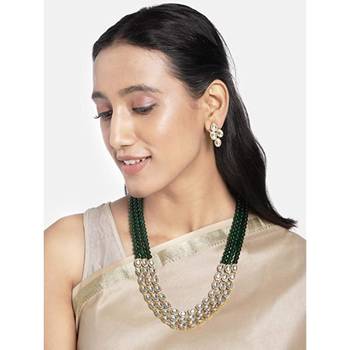 traditional stunning white kundan studded layered pearl necklace jewellery set 2