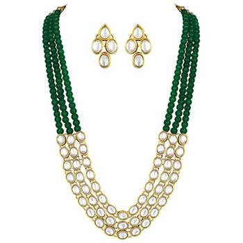 traditional stunning white kundan studded layered pearl necklace jewellery set 3