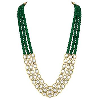 traditional stunning white kundan studded layered pearl necklace jewellery set 4
