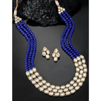 traditional stunning white kundan studded layered pearl necklace jewellery set 1