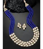 traditional stunning white kundan studded layered pearl necklace jewellery set