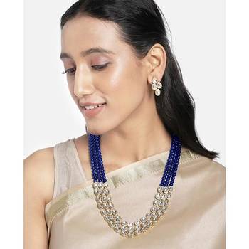 traditional stunning white kundan studded layered pearl necklace jewellery set 2