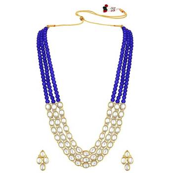 traditional stunning white kundan studded layered pearl necklace jewellery set 3