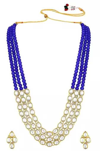 traditional stunning white kundan studded layered pearl necklace jewellery set
