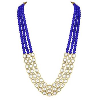 traditional stunning white kundan studded layered pearl necklace jewellery set 4