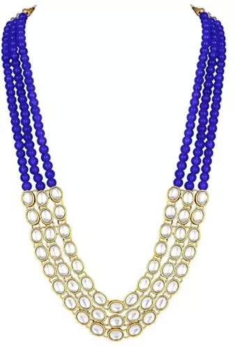 traditional stunning white kundan studded layered pearl necklace jewellery set