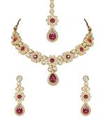 traditional floral design kundan stones studed necklace jewellery set