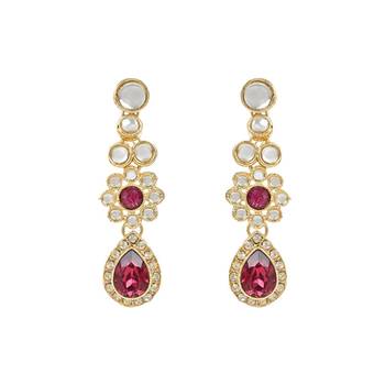 traditional floral design kundan stones studed necklace jewellery set 3