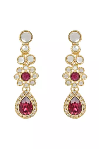 traditional floral design kundan stones studed necklace jewellery set