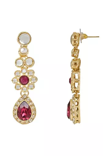 traditional floral design kundan stones studed necklace jewellery set