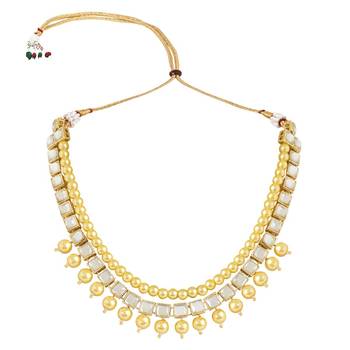 traditional kundan studed pearls choker necklace jewellery set 3