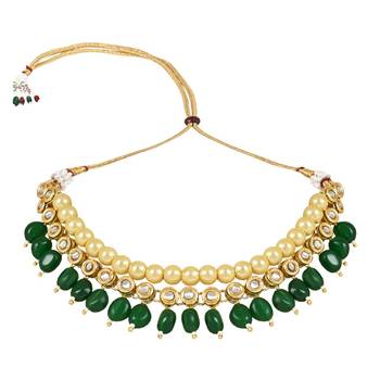 traditional kundan studed pearls choker necklace jewellery set 2
