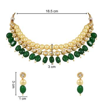 traditional kundan studed pearls choker necklace jewellery set 5