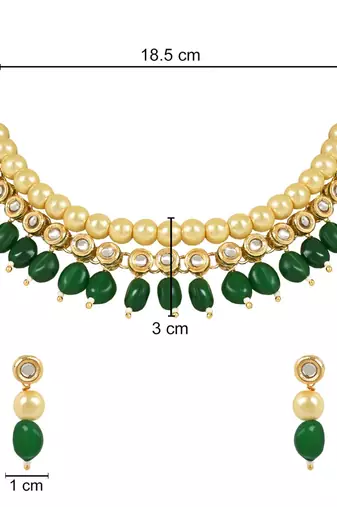 traditional kundan studed pearls choker necklace jewellery set