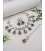 silver plated traditional stone choker necklace jewellery set