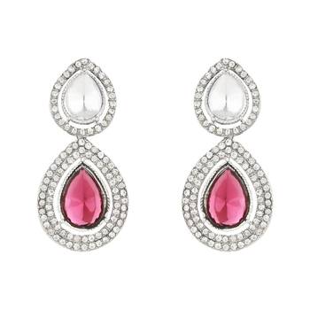 silver plated traditional stone choker necklace jewellery set 4