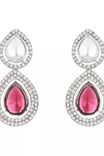 silver plated traditional stone choker necklace jewellery set