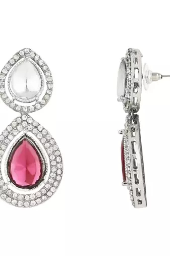 silver plated traditional stone choker necklace jewellery set